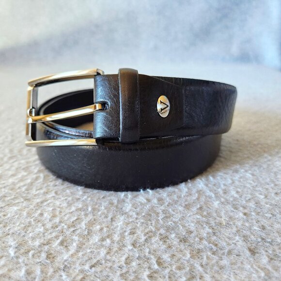 V.arco Valentino Handmade in Italy Genuine Leather 3.5cm. Belt Black Men's 42